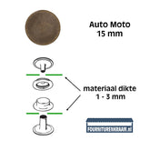 Drukknopen set | 15 mm | Auto Moto | brons | 10 stuks Drukknopen KIN - 15 - AUTO - MOTO - BRONS 8590265100024